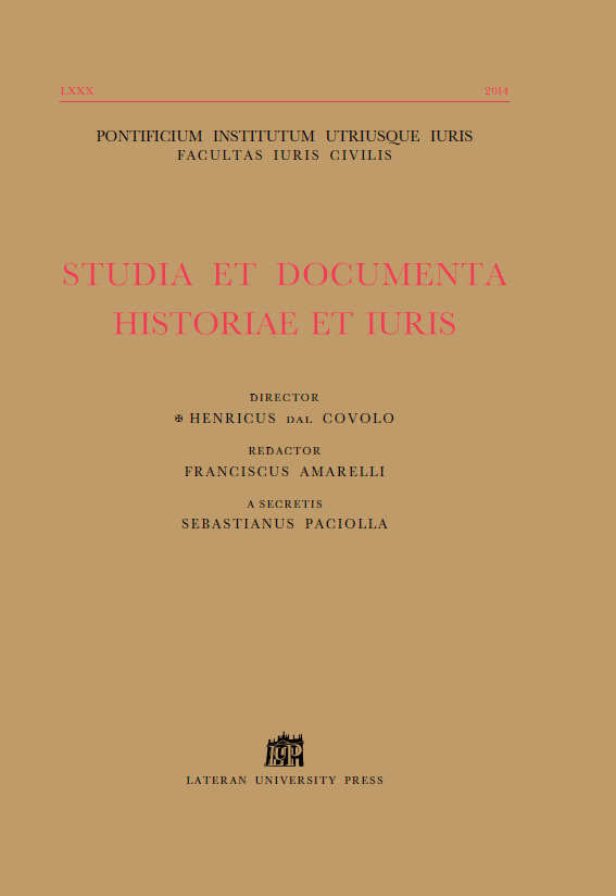 Studia et Documenta Historiae et Iuris  LXXX/2014