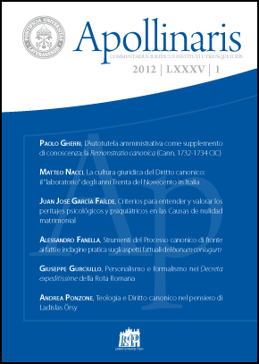 Apollinaris 2012/LXXXV/1 Apollinaris 2012/LXXXV/1