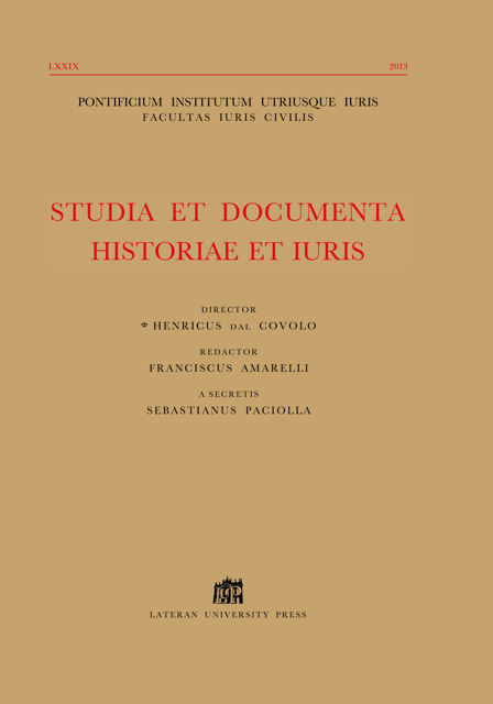 Studia et Documenta Historiae et Iuris vol LXXIX - 2013