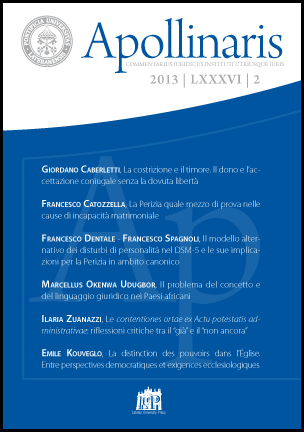 Apollinaris 2013/LXXXVI/2 Apollinaris 2013/LXXXVI/2